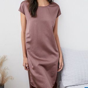 Eileen Fisher Sleepwear Textured Silk Cap Sleeve Gown XS